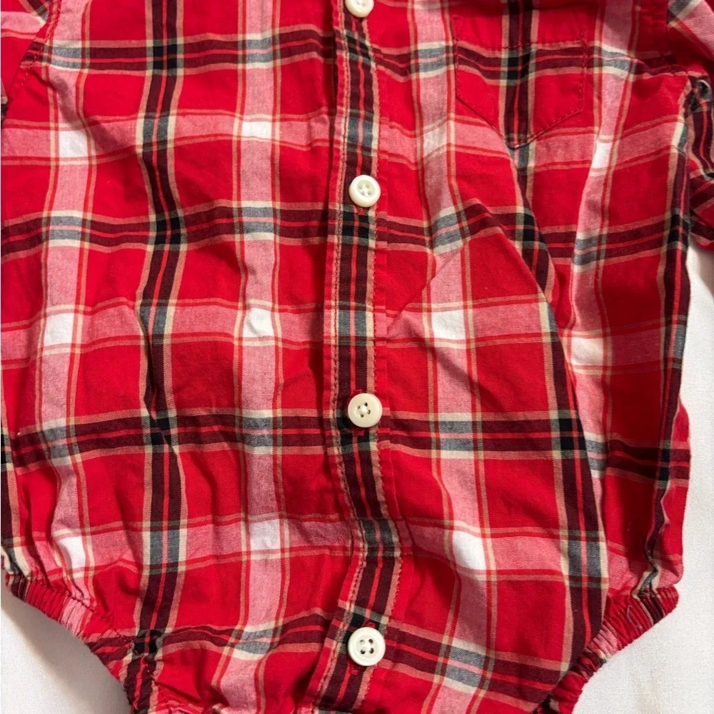 Gymboree Red Plaid Shirt button down with collar- 12-18 months